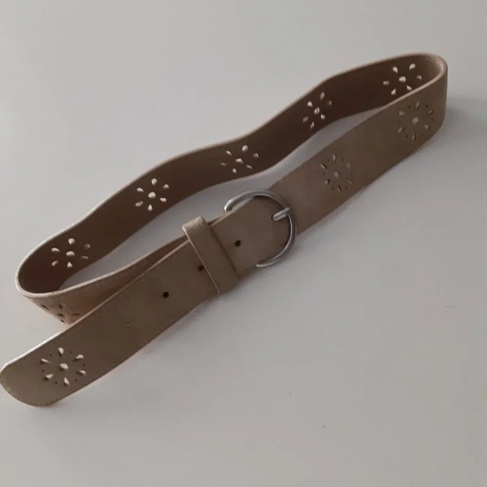 Kids Belt -Tan Suede laser cut